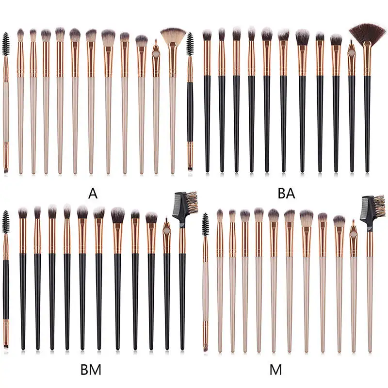 Professional 12Pcs Eyes Makeup Brushes Set Wood Handle Eyeshadow Eyebrow Eyeliner Blending Powder Smudge Brush