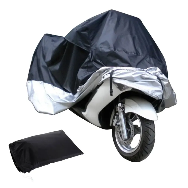 Funda impermeable para motocicleta con protección contra la lluvia y el polvo para interior y exterior color negro y plateado
