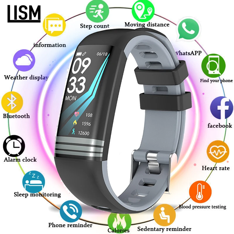 

TOP Smart Fitness Bracelet Color Screen IP67 Waterproof Heart Rate Blood Pressure Oxygen Multi Sport Mode Band For Men Women