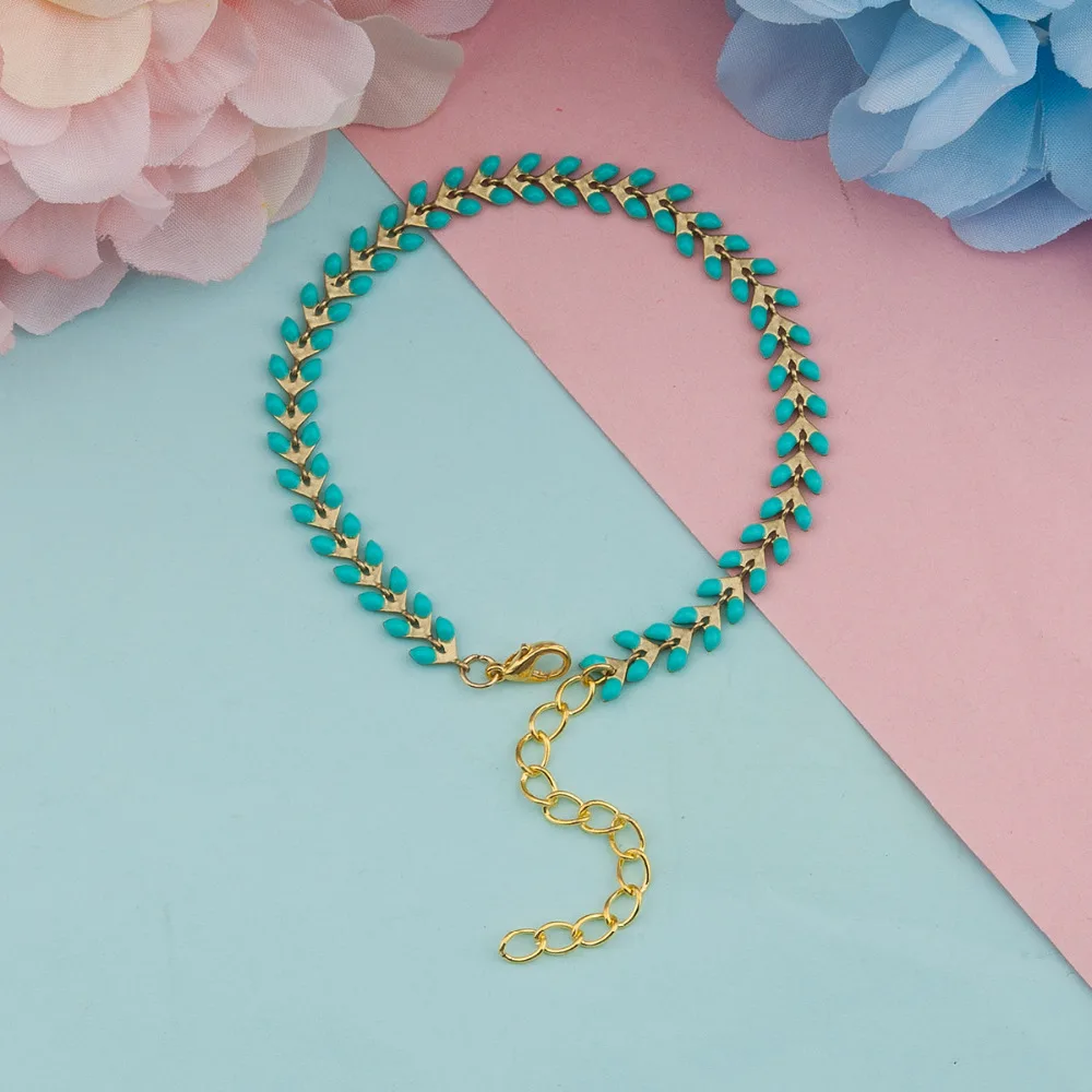 

DoreenBeads Fashion Jewelry for Women Copper Bracelets Gold Color Green Red White Leaf Slope Enamel 18.5cm(7 2/8") long, 2 PCs