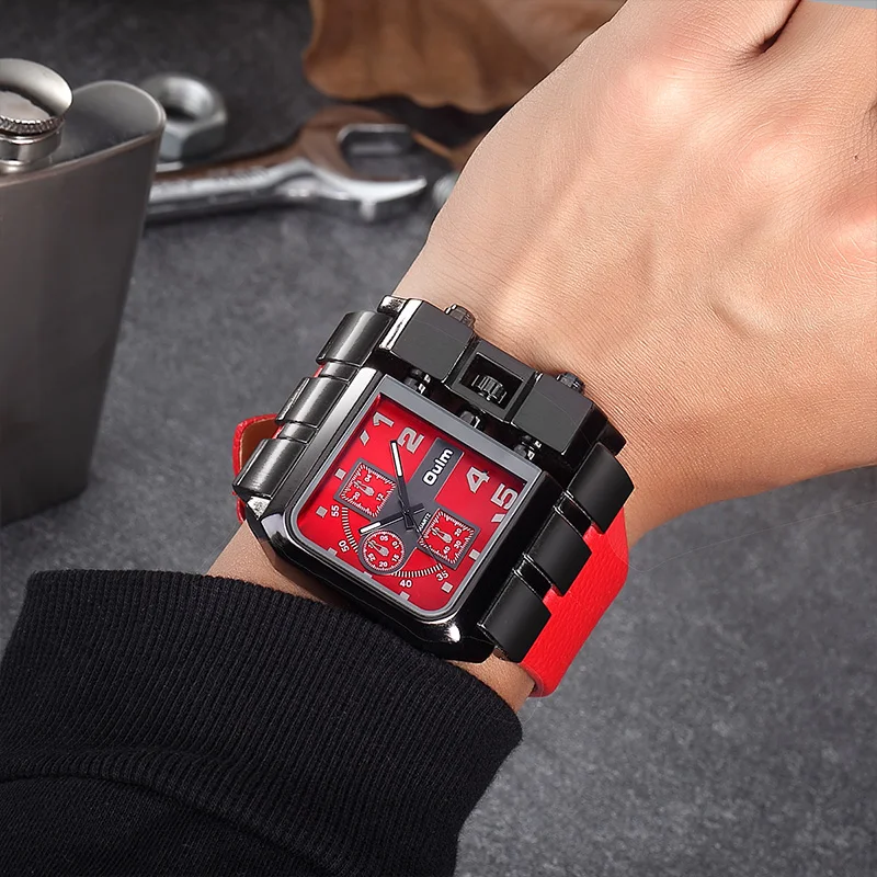Unique Design Square Men Wristwatch Wide Big Dial Quartz Male Sport Watch