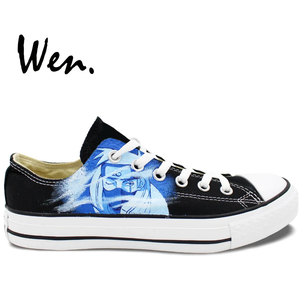 Wen Black Hand Painted Shoes Design Custom Naruto Kakashi Low Top Men Women s Canvas font