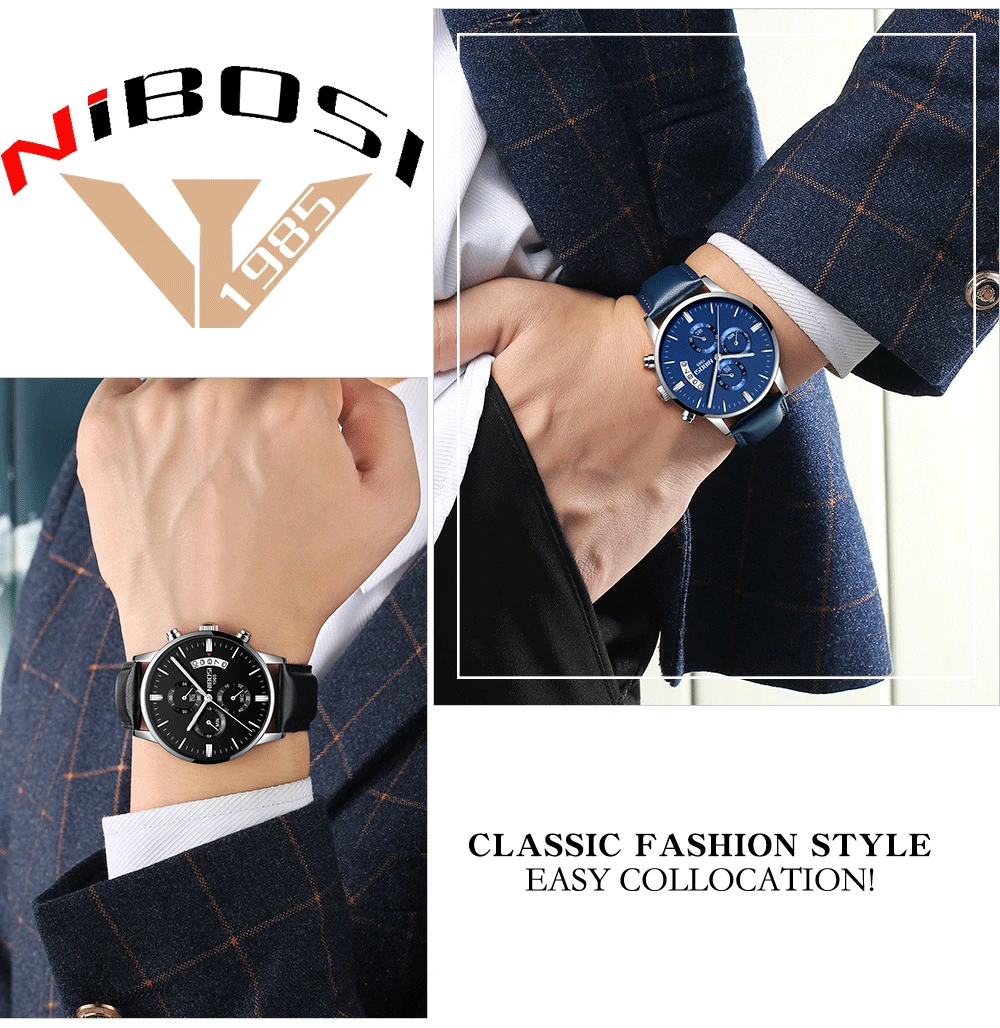 Relogio NIBOSI Watches Men Luxury Brand Wristwatches Fashionable Classic Men Watch Leather Strap Watches Waterproof Montre Homme (12)