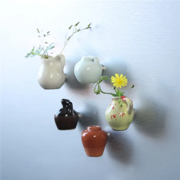 Little mini ceramics vases cute flower vases fridge magnets - 1