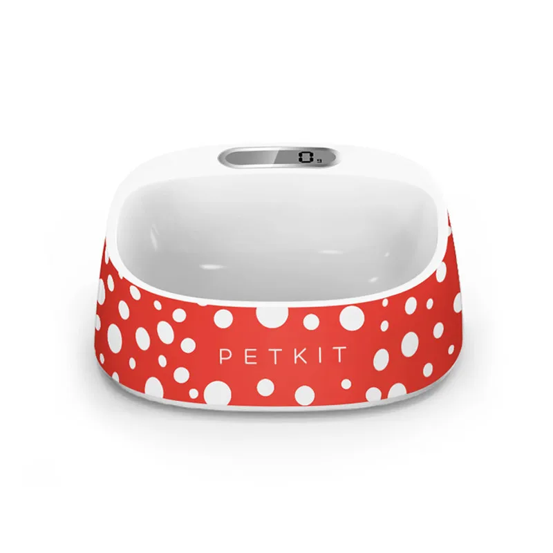 Nicrew Smart Digital Pet Cat Puppy Миска Для Кормления Собаки точное взвешивание без разлива Антибактериальный моющийся питатель Антибактериальный миска - Цвет: China Red