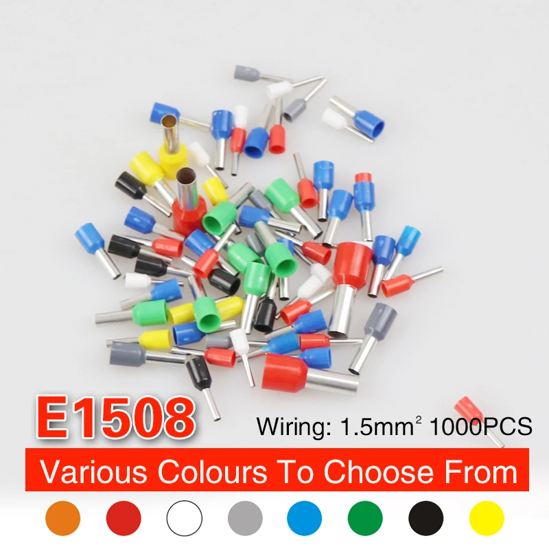 

1000PCS E1508 Wire Connector Terminator Crimp Connector Conector Eletrico Terminais Tubular Terminale Cable Terminales Set