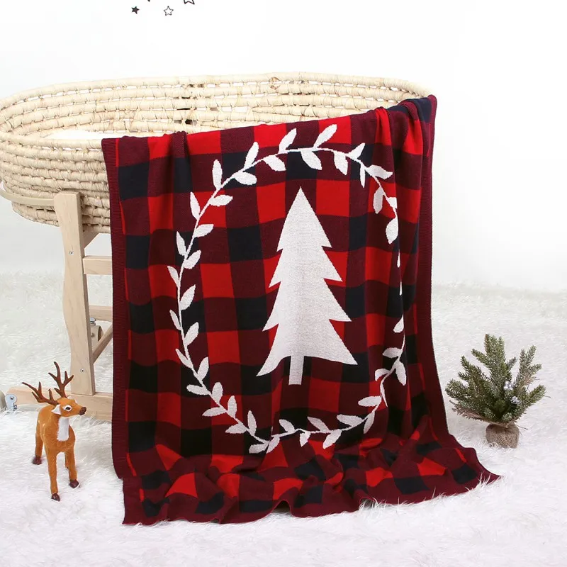 

Tree Classic Plaid Blanket Children's Knitted Air Conditioning Blanket Children Blanket Baby Christmas