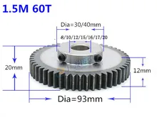 1pc Spur Gear pinion 1.5M 60T 1.5 mod gear rack 60teeth bore 8-20mm spur gear 45 steel cnc pinion high frequency quenching 1pc Spur Gear pinion 1.5M 60T 1.5 mod gear rack 60teeth bore 8-20mm spur gear 45 steel cnc pinion high frequency quenching