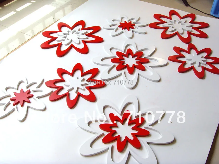 2 комплекта 3D лепестки Трехмерные настенные наклейки настенные вешалки ТВ фон настенные украшения цветы