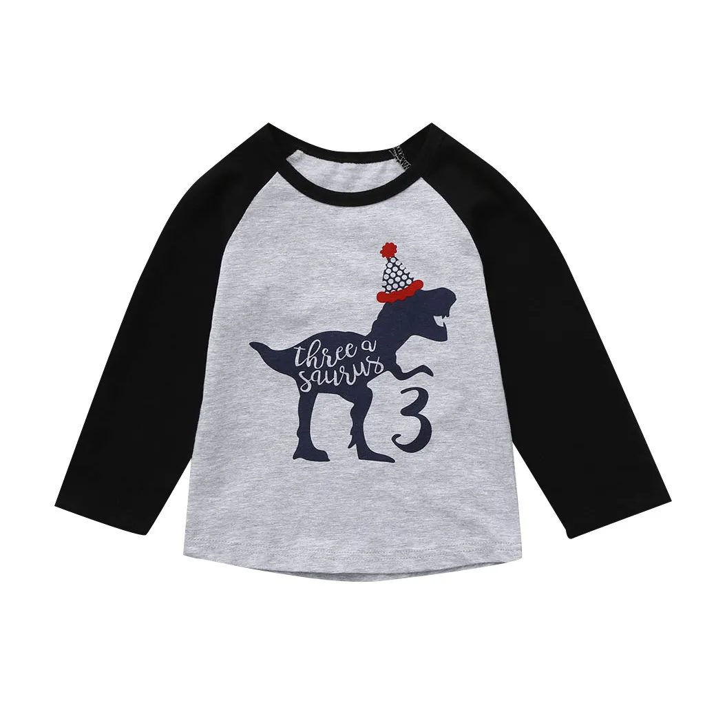 Toddler Boy Girl Kid Fall Winter Clothes Long Sleeve Cartoon Dinosaur Tops