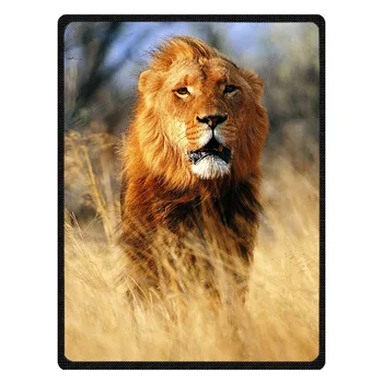 

Soft Warm Flannel Quilt Blanket On Bed Sofa Couch Plane Travel Blanket Custom Lion Pattern Bed Cover