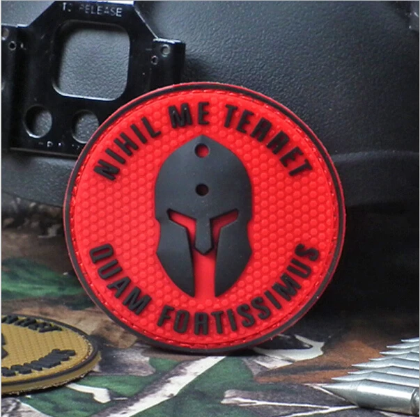 

Nihil Me Terret Quam Fortissimus Rubber PVC molon Tactical Spartan STICK-ON Patch armour ARMY MORALE Spartacus military patch