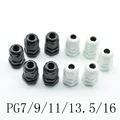 10 шт. IP68PG7 PG9 PG11 PG13.5 PG16 для проволочного кабеля 3-6, 5 ммм-14 мм CE белый черный водонепроницаемый нейлоновый Пластиковый Кабельный соединитель - фото