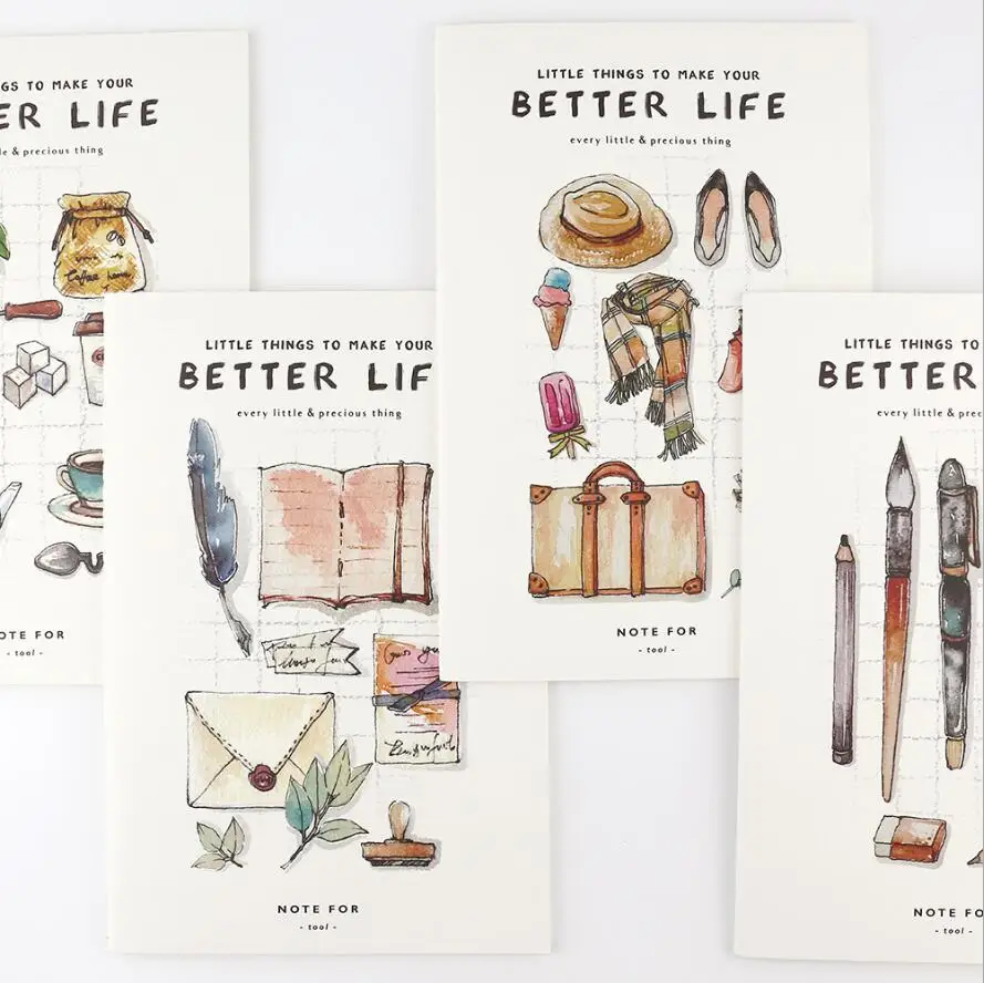 

4 pcs/Lot Vintage precious things diary Portable copybook A6 stitching binding 24 sheets line paper Notebook Stationery 6195
