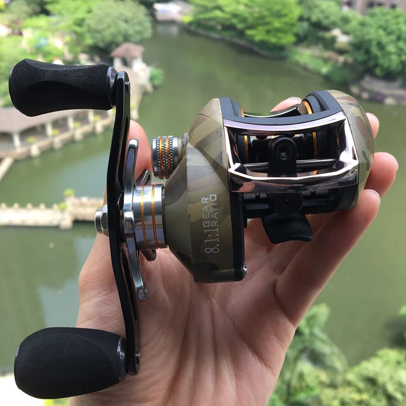 2019 Baitcasting بكرة عالية السرعة 8.1: 1 والعتاد نسبة 17 + 1 محامل سوبر السلس الصيد بكرة المياه العذبة باس الصيد معالجة Pesca