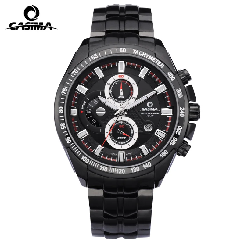 Casima LUXURY Men Business Top Brand Silver Steel Quartz-Watch Chronograph Luminous Date Clock Men's Fashion Casual Wristwatch