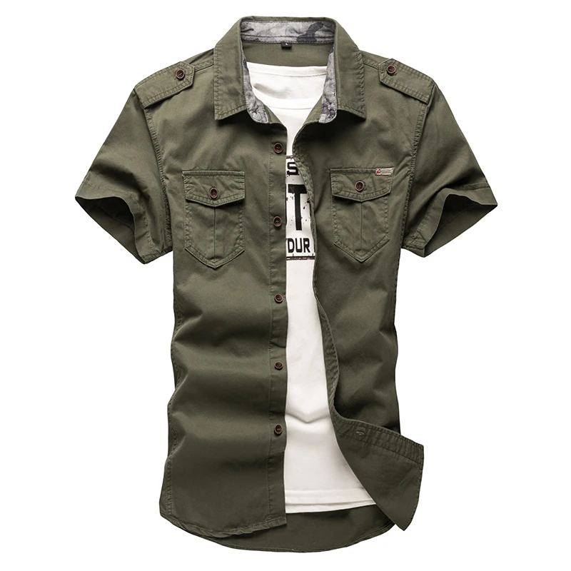 Free Shipping Cotton Short sleeve shirts for Mens Short-sleeve Plus Size Military Uniform Loose Shirt Cotton-Padded Army Shirts