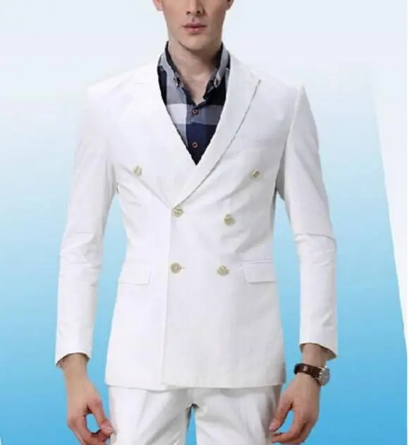 MS26 2017 font b Custom b font font b Made b font White Men Double Breasted
