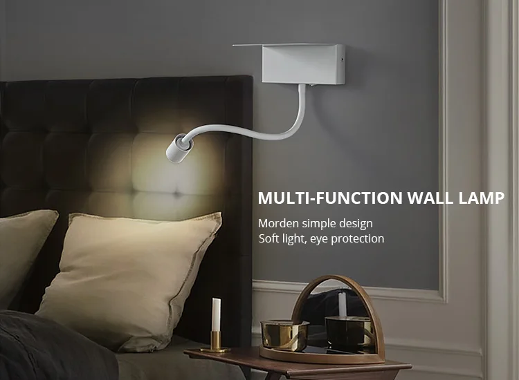 Lâmpada de Leitura Parede com Braço Parede do Quarto do Hotel Luz de Spot Alumínio Flexível Luz Usb Led 4w 2 Luminárias de parede