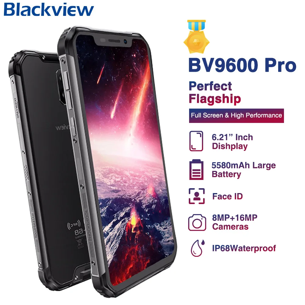 BLACKVIEW BV9600 Pro IP68 6 ГБ + 128 GB беспроводной зарядки 4g мобильный телефон 6,21 "16MP Face ID NFC 4G Android 8,1 gps мобильного телефона