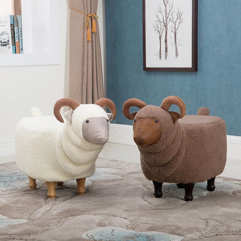 

FREE SHIPPING U-BEST Living room goat shape changing stool with stored,Plush Fabric Home furniture ottoman