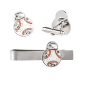 

High Quality Men Shirt Cuff Links Movie Star Wars Force Awakens BB8 BB-8 Droid Robot Action Figure Cute Cufflinks Tie Clips sets