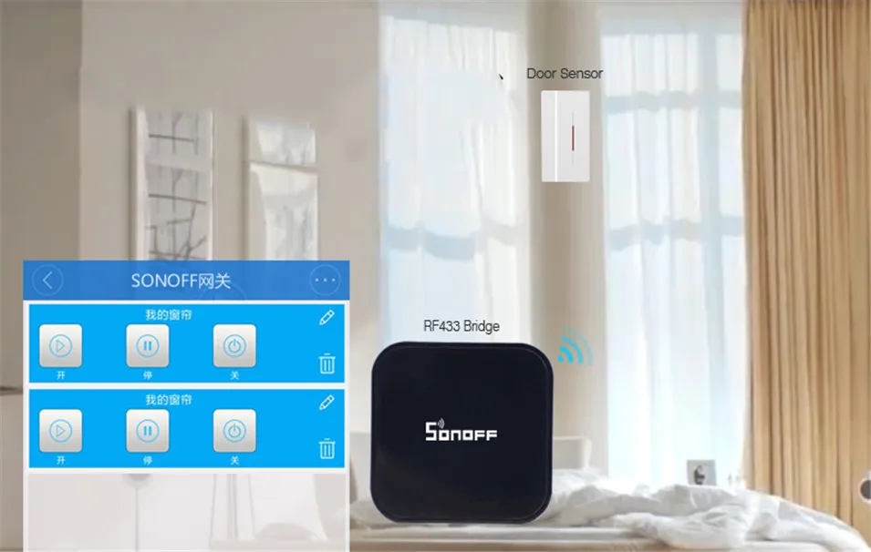 Original Sonoff 2pcs PIR+3pcs Door Sensor, RF433 Remote Control,Smart Home Security Alarm Device, work with Sonoff RF433 Bridge-1