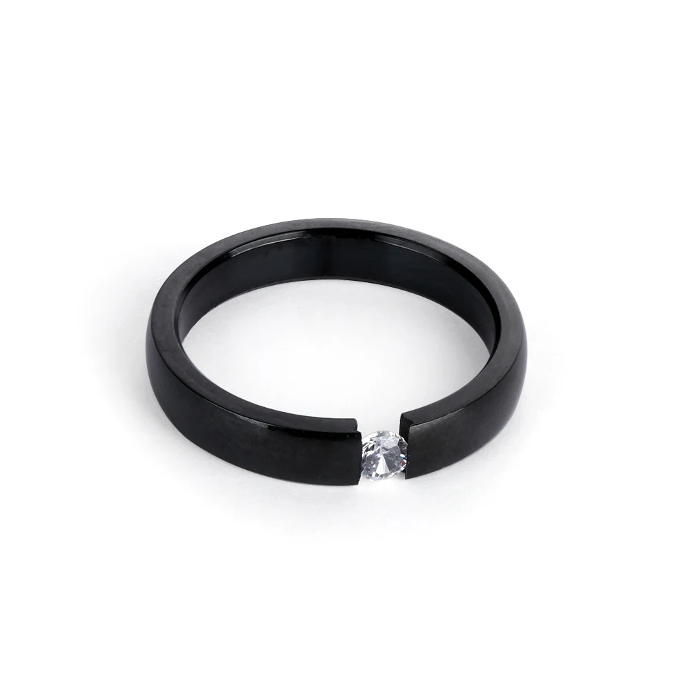 Классические простые кольца из нержавеющей стали для женщин и мужчин, серебряное, Черное и розовое золото с кристаллами CZ, обручальное Ювелирное кольцо, подарок, размер 5-13