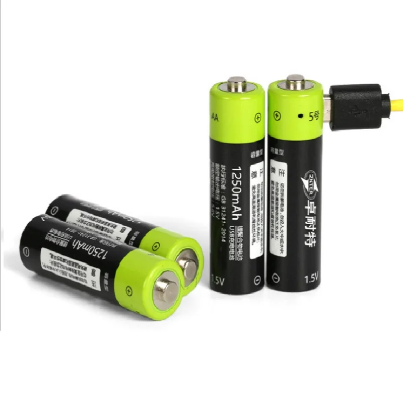 Перезаряжаемая батарея ZNTER AA 1 5 в 1250 мАч быстрая зарядка от USB перезаряжаемая