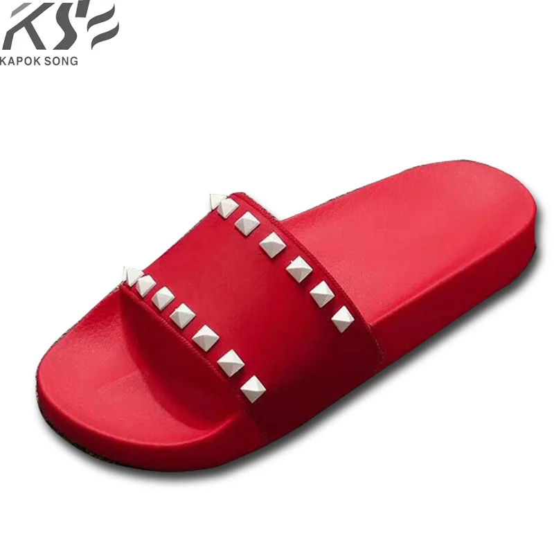 

2018 Revit slide sandals women luxury designer genuine cow really leather lady shoes V flats slippers women fashiona