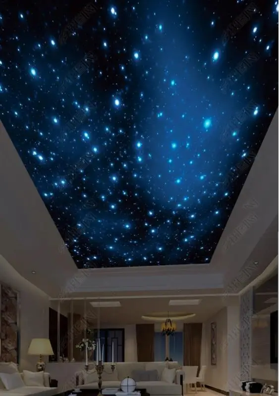 1826 Full Stars Blue Night Sky Печать Натяжной потолок пленка для мастерской украшения потолка