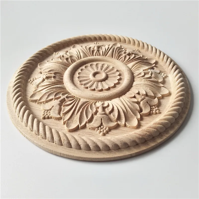 

ZM21 European Solid Wood Disc Relief Not Hollow Out Wooden Door Door Flower Background
