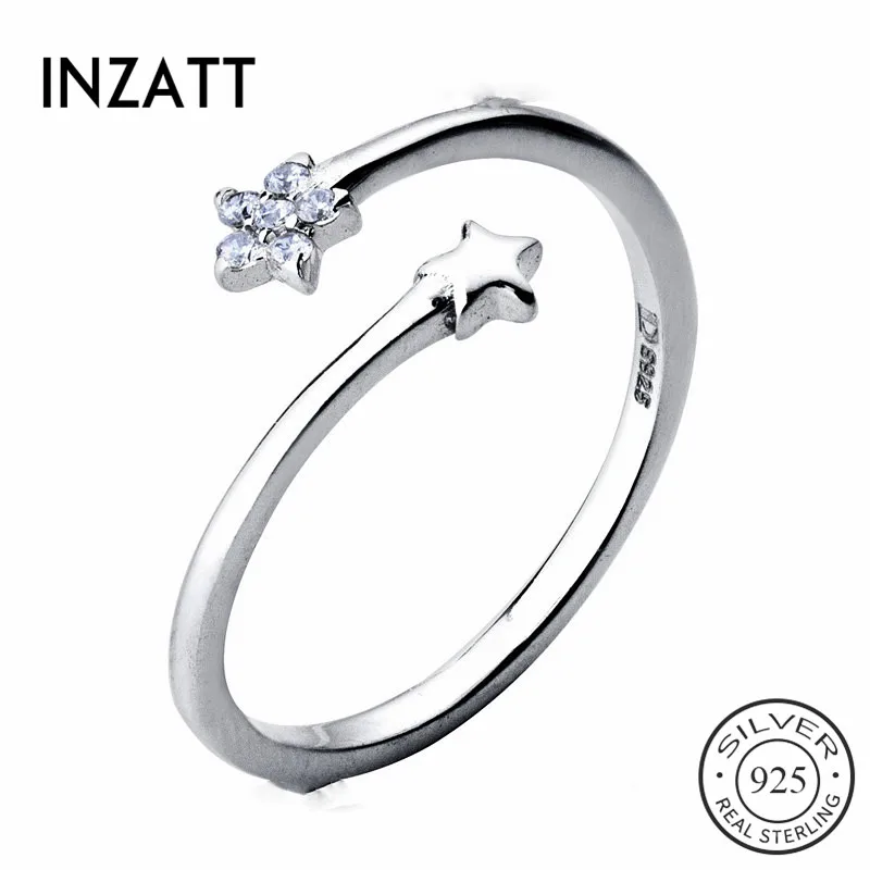 

INZATT Real 925 Sterling Silver Minimalist Zircon Star Ring For Fashion Women Cute Fine Jewelry 2019 Accessories Gift