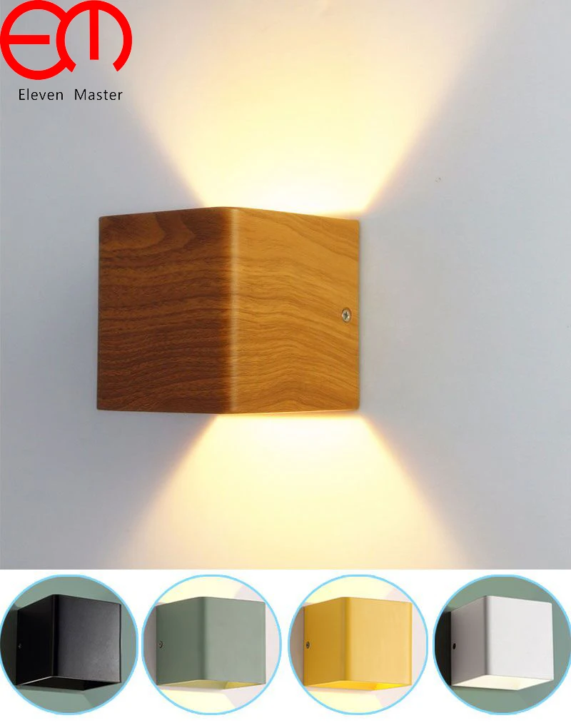

Painted Wood Grain colorful Wall Lamp 10*10*10cm Aluminum 5W Led New Design Bedroom Reading Lights Led Stair Lighting WWL001