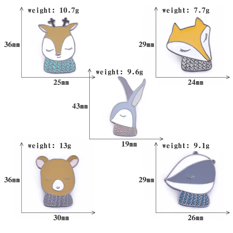 Мультяшная эмалированная булавка, металлические булавки и броши для женщин и девочек, милый аниме кролик, лиса, олень, медведь, булавка, рюкзак с нашивками, аксессуары для пальто
