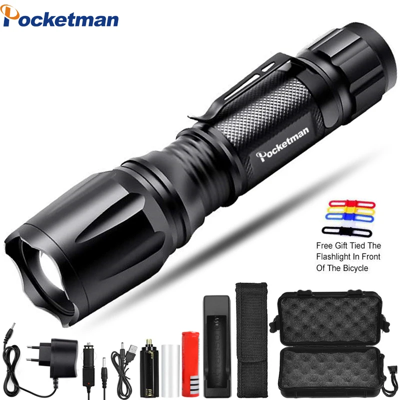 

Ultra-Bright 6200LM Flashlight XML-T6 linterna led torch Zoomable Portable 5 Light Modes Best High Lumen Camping, Outdoor