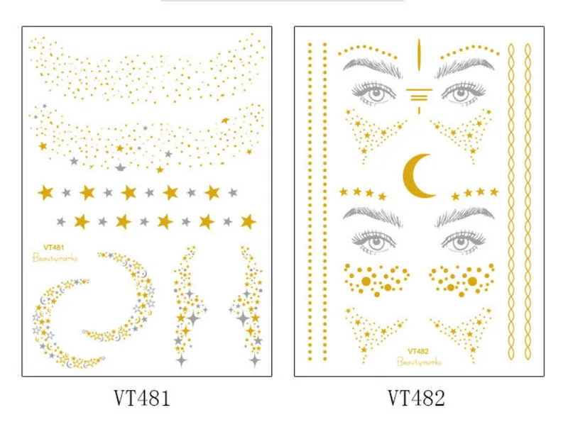 1 лист золотого и серебряного цвета, тату для лица, водостойкие бронзовые веснушки, макияж, боди-арт, флеш-тату, наклейки на глаза, племя невесты, вечеринка