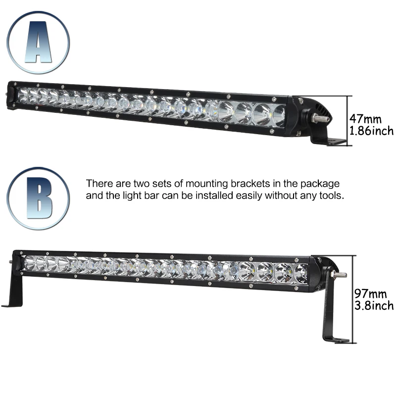Тонкий свет бар 21 ''100 W прямые OffRoad Работа Combo луча для УАЗ ATV внедорожник 4x4 прицеп трактор Лодка 12 V фары