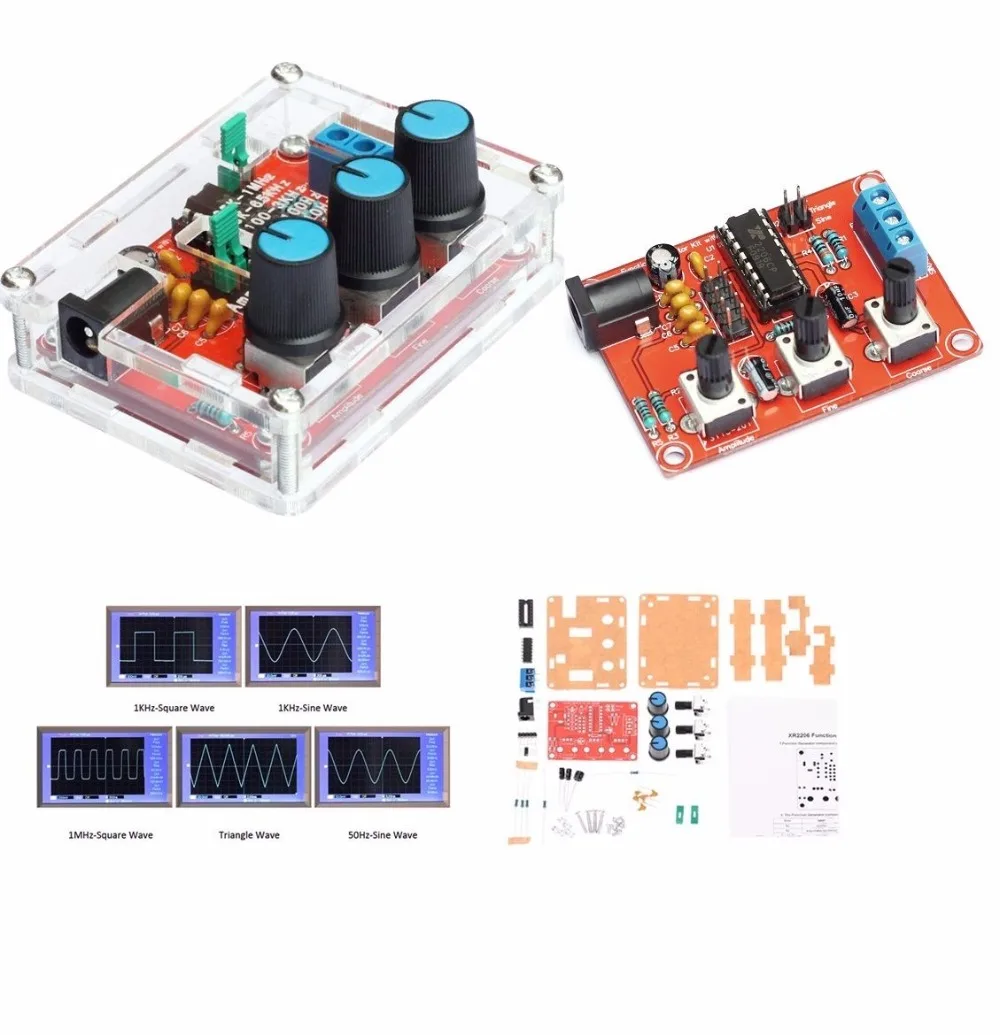 XR2206 функция генератор сигналов DIY Kit синус/треугольник/квадратный выход 1 Гц-1 МГц