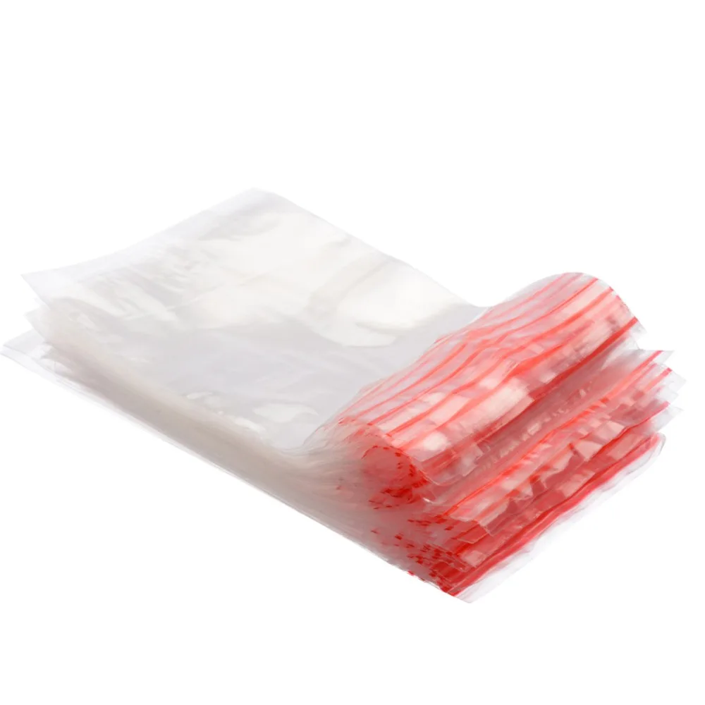 100 шт прозрачный пластиковый мешок с мешковатым захватом, самоуплотняющийся многоразовый пакет с застежкой-молнией для хранения мелочей для дома