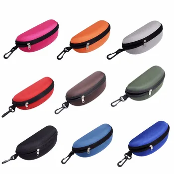 

NEW Portable Zipper Eye Glasses Sunglasses Clam Shell Hard Case Protector