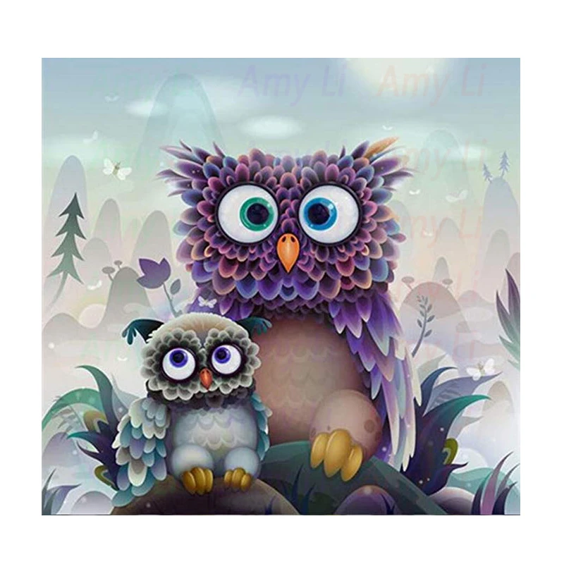 

DIY 5D full diamond painting digital kit two owl crystal rhinestone embroidery cross stitch craft supplies canvas wall decoratio