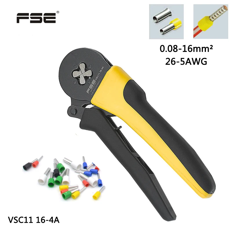 

VSC11 16-4A 0.08-16mm^2 26-5AWG Adjustable Precise Crimp Pliers Tube Bootlace Terminal Crimping Hand Tool HSC11 16-4A