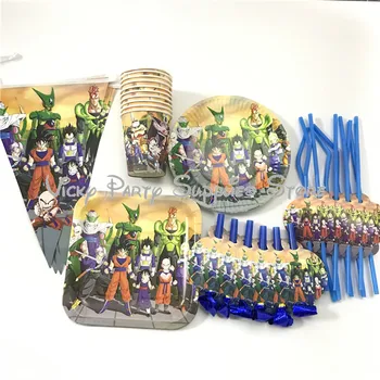 

56pcs/lot Dragon Ball Theme Disposable Tableware Set Paper Plate Cup Birthday Baby Shower Party Tableware Supplies Decorations