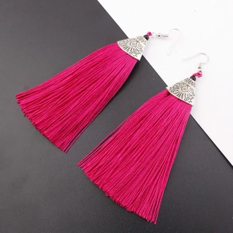 Женские массивные Серьги кисточки серьги в стиле ретро 9 цветов 2019|long tassel earrings|tassel