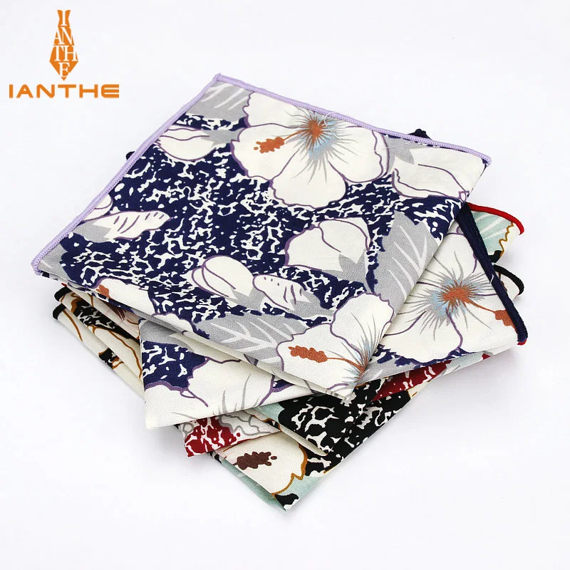 

Brand New Men's 100% Cotton Floral Vintage Pocket Square For Man Classic Handkerchief Check Hankies Suits Wedding Print Towel