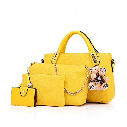 Известный бренд, женская сумка, бренд, модные женские сумки-мессенджеры, Сумки из искусственной кожи, женская сумка, 4 предмета в комплекте AWM16 - Цвет: Цвет: желтый