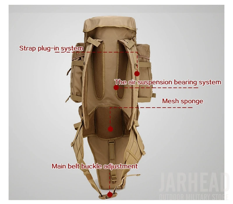 Mochilas de Viagem dos Homens Militar Combinado Mochila Grande Capacidade Multifuncional Rifle Trekking Tático Assalto 911 60l 11 Esporte e Lazer