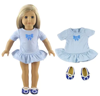 

2 PCS Fashion Blue Ballet Dress Outfit for 18 Inch American Doll Gifts for Kids