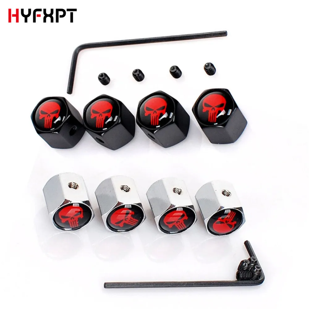 

Skull Emblem Anti-Theft Tire Valve Caps Car Tyre Air Stems Cap Automobile Motorcycle Wheel Accessories